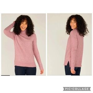 Sherpa Adventure Gear Dali Mock Neck Sweater Pink Heathered Wool Blend Women's L